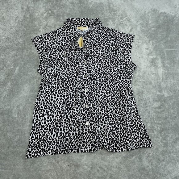 Michael Kors Tops - Michael Kors Womens Sleeveless Leopard Print Button-Down Shirt L NWT 4287